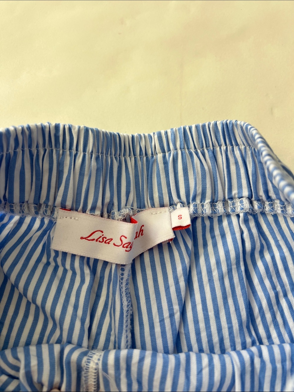 Lisa Says Gah Evelyn Pants Blue White Stripe Bows Lightweight Cotton S $230 - Picture 8 of 8